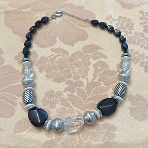 Necklace Jewelry cute design fashion necklace black and clear silver stone rock